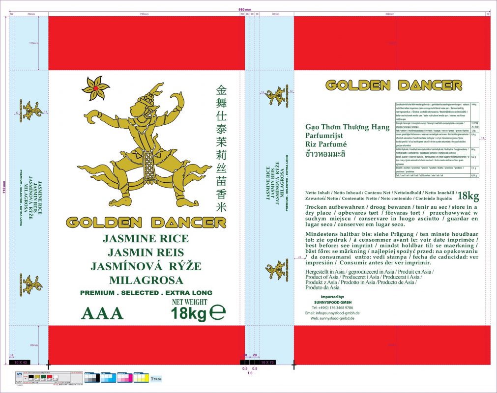 Golden Dancer Cambodia Langkornsduftreis – Long Grain Fragrant Rice ...